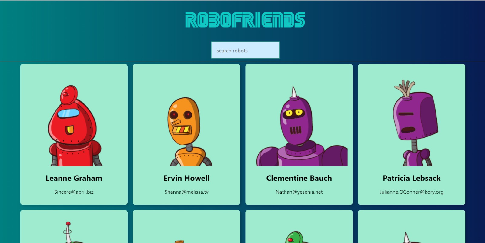Robofriends | A frontend app using React and Redux, fetching robots ...